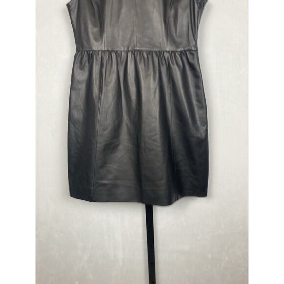 Rebecca Minkoff Black Leather Mini Dress Sz 8 Sleeveless Fit and Flare Edgy - Picture 8 of 11